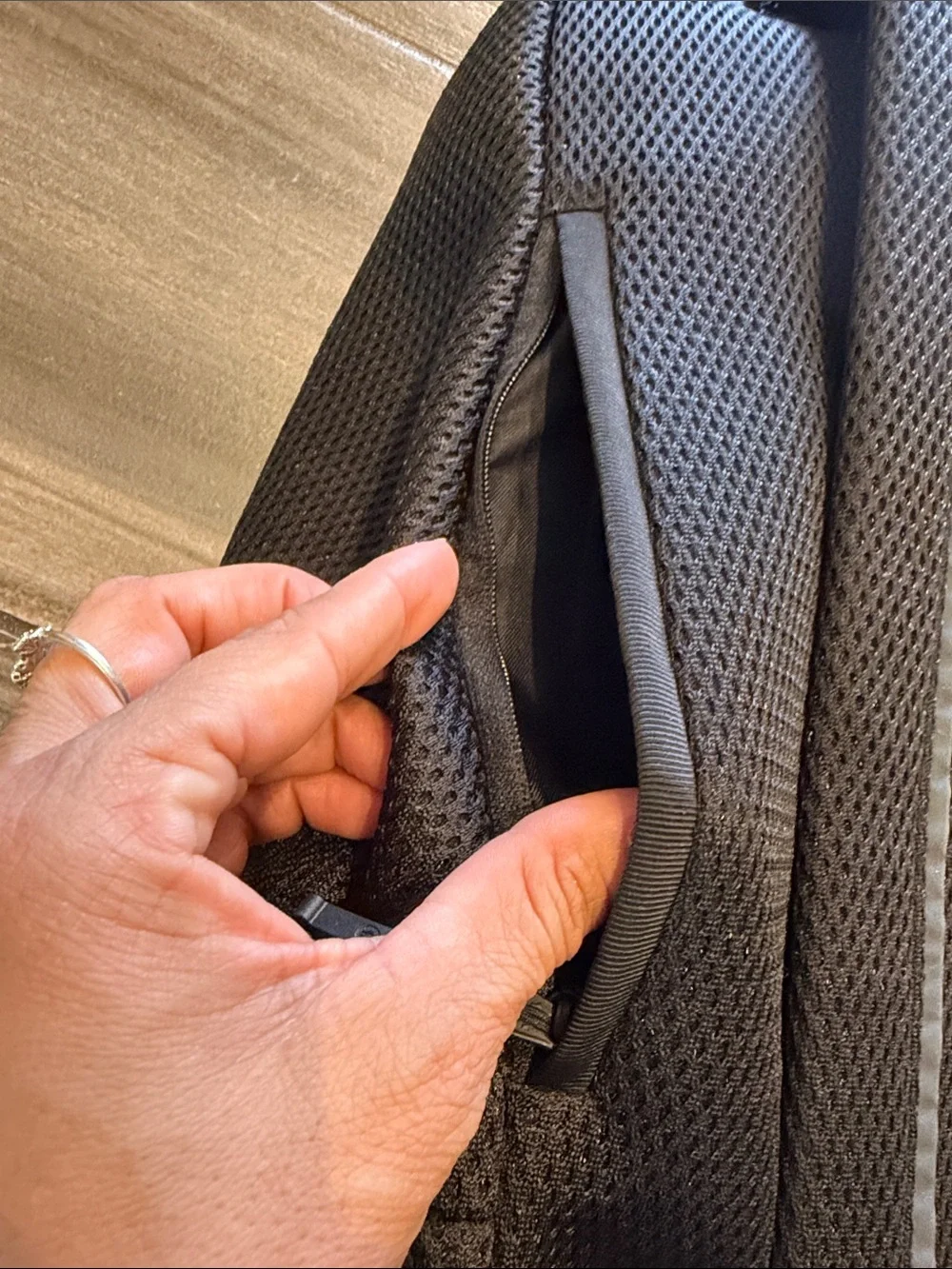 lululemon athletica Black Mesh Backpack with Padded Straps